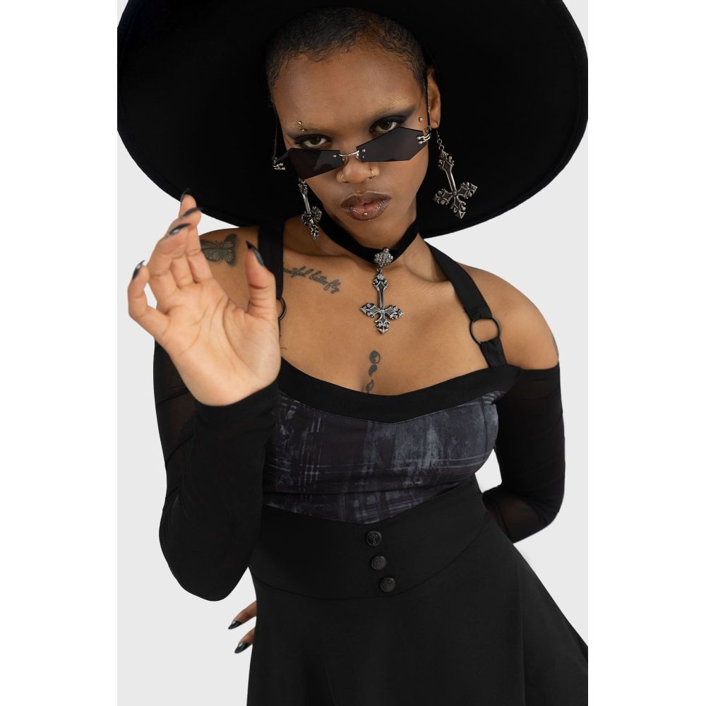 Killstar - STORMCLOUD Mini robe - Noir/Gris
